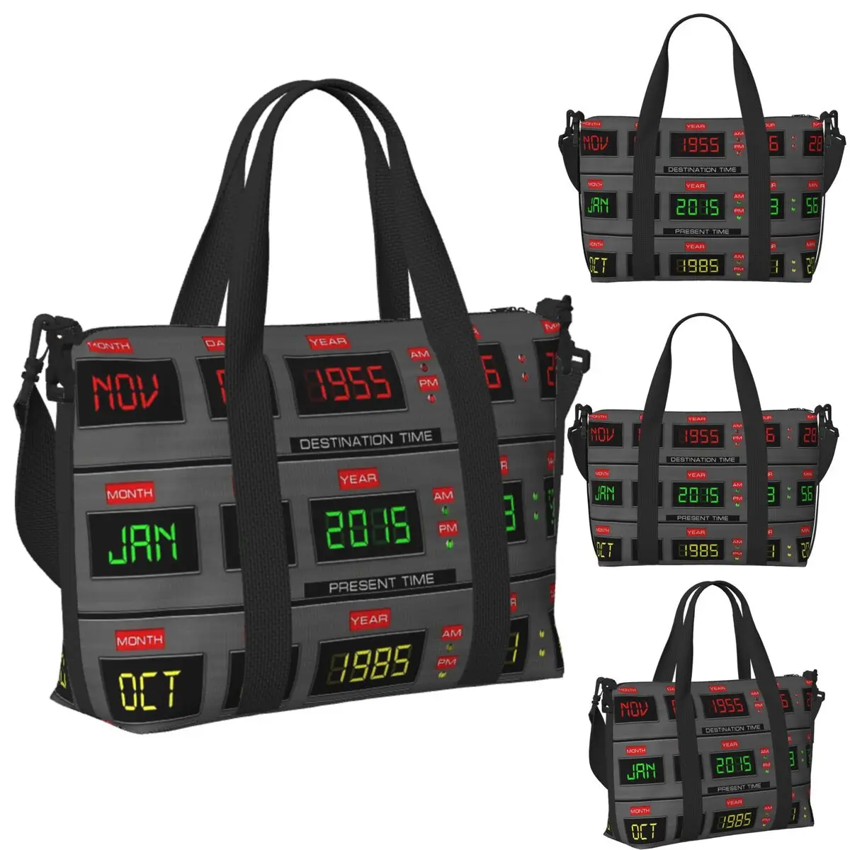 

Custom Back To The Future Beach Travel Bag Large Capacity Tote Bags for Gym Sport Women Shopping Duffle Shoulder Bag