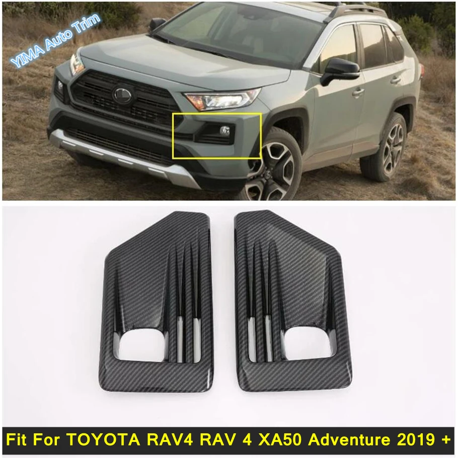 

Auto Front Bumper Fog Lights Lamp Frame Cover Trim For TOYOTA RAV4 RAV 4 XA50 Adventure 2019 2020 2021 Car Carbon Fiber / Shiny