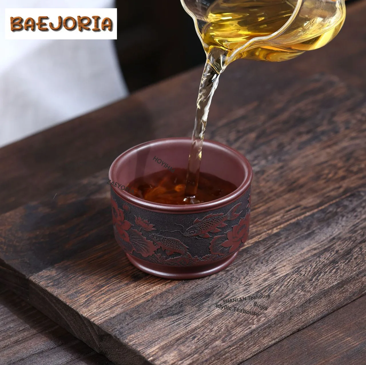 BAEJORIA 120ml Yixing Zisha Lotus Pond Fun Teacup Ancient Tea Bowl Jug Tea-tasting Fragrance Cup Jianzhan Master Cups Tableware