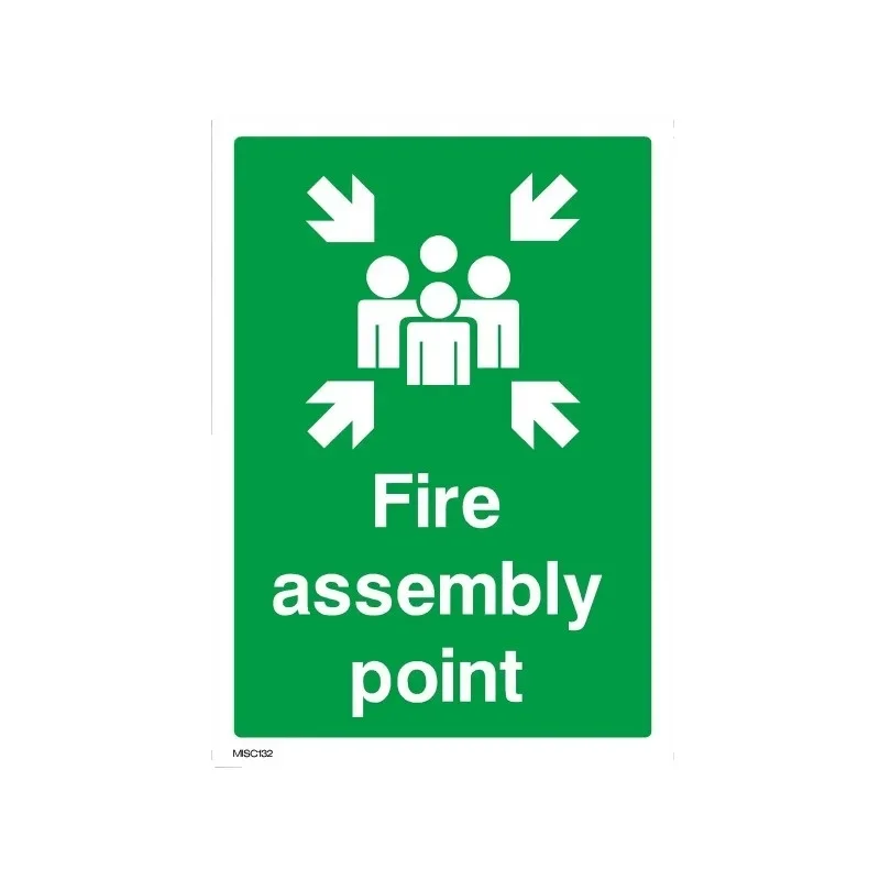 Fire Assembly Point Plastic Sign Sticker Decal Suitable for shopping malls, warehouses, schools, factory,Office Building windows