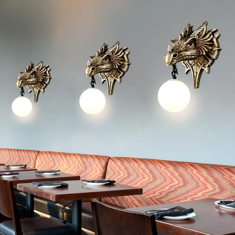 Nordic Animal Wall Lamp American Retro Living Room Bedroom Creative Western Restaurants Cafes Homestay Decorative Light