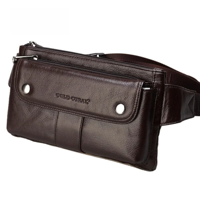 

Мужская многофункциональная сумка для телефона, новая кожаная поясная сумка через плечо, горизонтальный верхний слой из воловьей кожи, нагрудная сумка с несколькими кетами