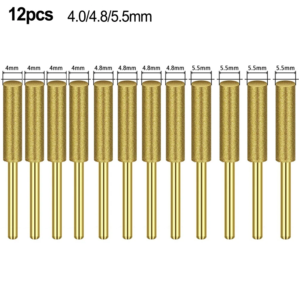 Brand New Chainsaw Sharpener Diamond Home Plated Replacement Spare Parts Titanium 12pcs 3 Size/4pc 4/4.8/5.5mm