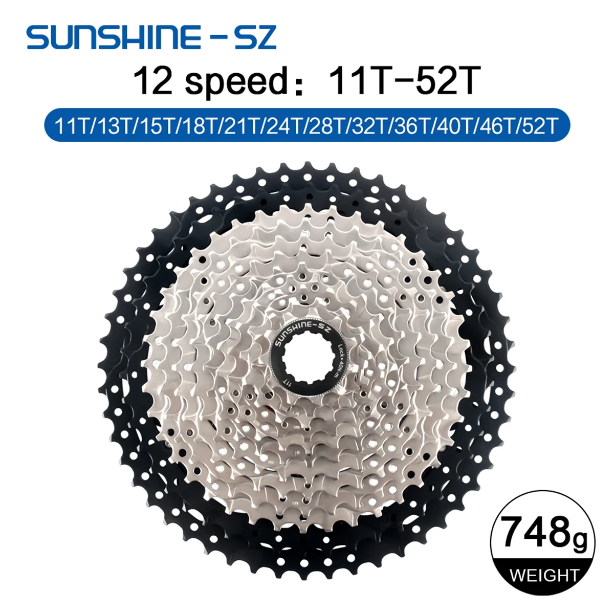 Sunshine Mountainbike 12S Kassette MTB 40T 42T 45T 46T 48T 50T 52T 12V K7 Off Road Fahrrad Kettenrad 12 Geschwindigkeit für Shimano M6100 – Detail 12