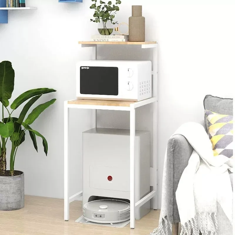 Kitchen Lower Empty Storage Shelf Multi Layer Microwave Oven Rack Household Organizer for Sweeping Mopping Robot Space Saving