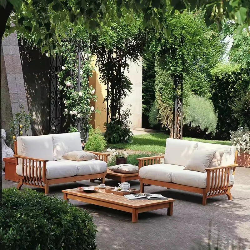 

Teak garden sofa set outdoor teak wood sofa design set villa comfortable sofa