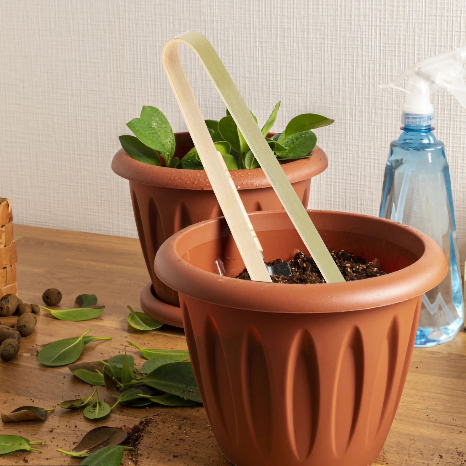 

10Pcs Bamboo Garden Cactus Transplant Pliers Ergonomic Handle Suitable for Adult Hands Transplanting Supplies