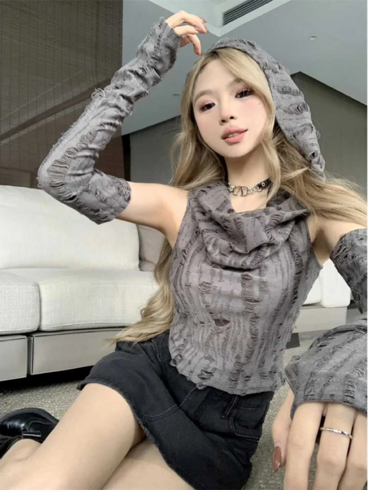 شيك ستريت سلي المرأة رقص الجاز هوديي ort طول لون نقي بعد الحفور أوائل الخريف Faion لباس غير رسمي #2