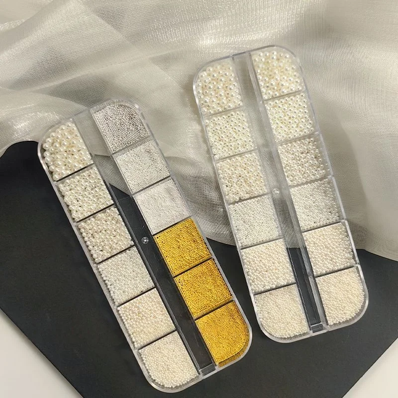 12Gitter Mini Kaviar Perlen Nail Art Dekorationen Metall Gold/Silber Micro Ball Nagel Charms Magnetstift 0,5~3mm Kugel Nagelschmuck