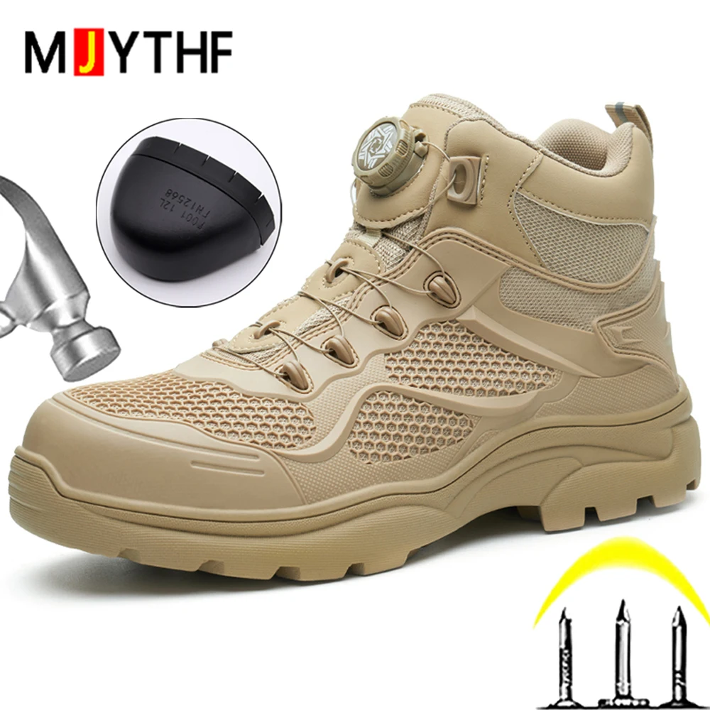 

Rotating button Work Boots Indestructible shoes Men Puncture-Proof Safety Shoes Work Sneakers Steel toe shoes Security Boots New