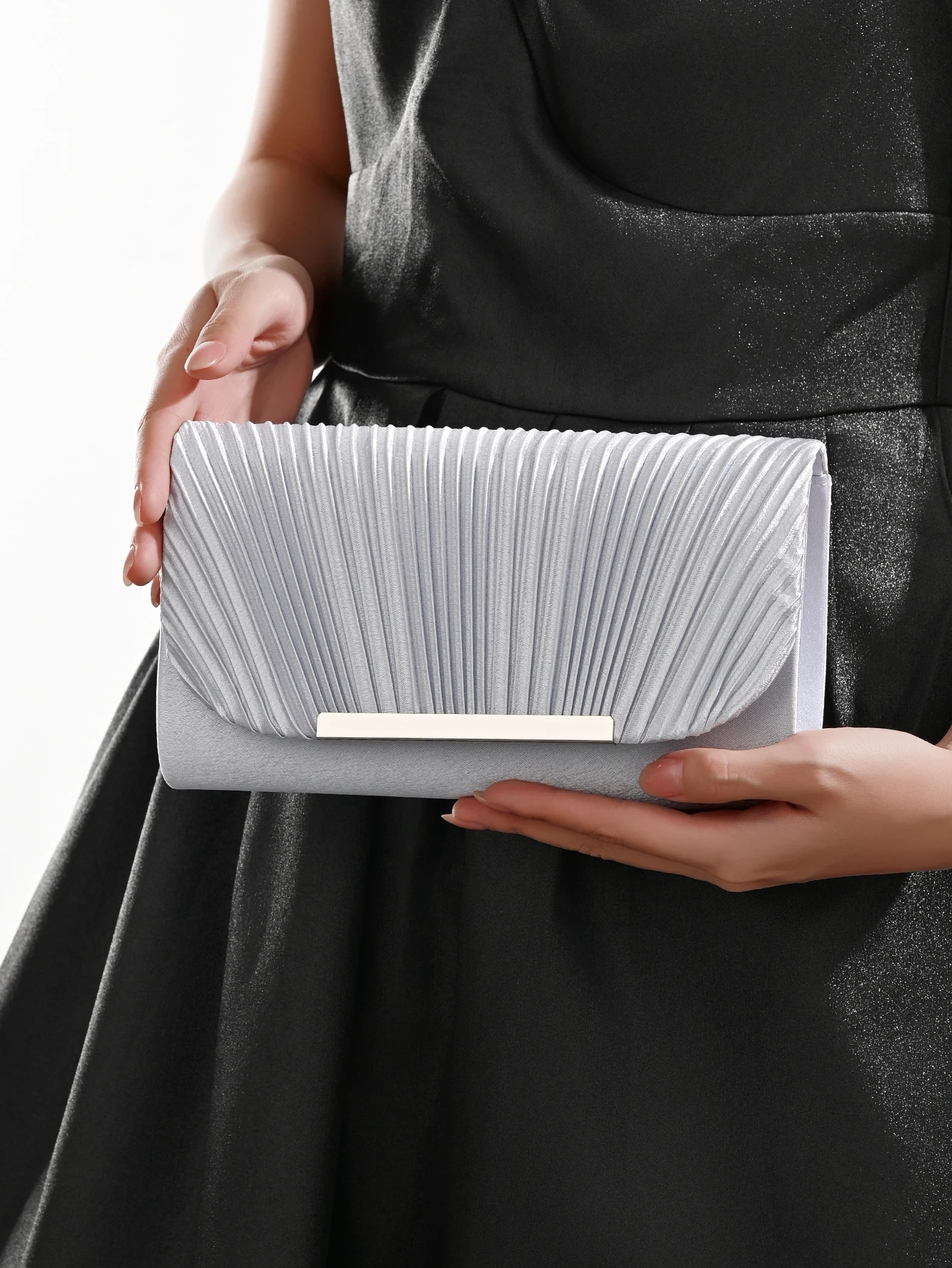 Damen-Abendtasche, Neue Kleine Quadratische Tasche mit Kette, Plissee-Design, Geeignet für Partys, Hochzeiten, Bälle, Bankette – Detail 17