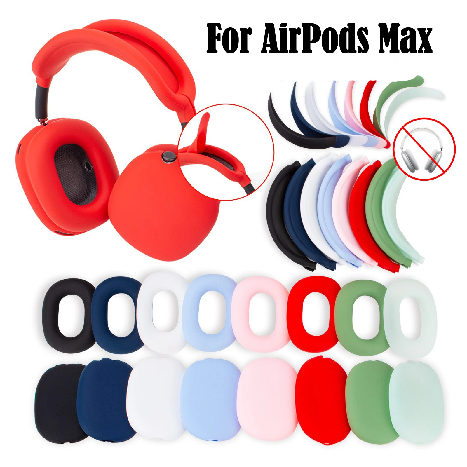 Juste de coussin en silicone pour AirPods Max, coussinets d'oreille de remplacement, ensembles de sauna pour téléphone, cache-oreilles, manchon d'étui de protection, 4 en 1