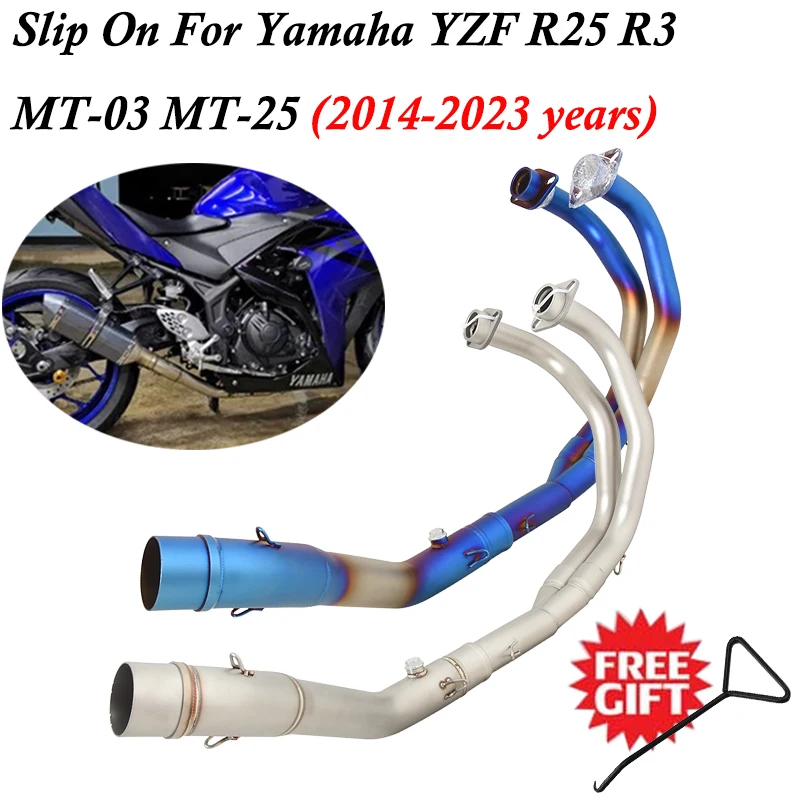 Slip On For Yamaha YZF R25 R3 MT-03 MT-25 2014 - 2023 Motorcycle Exhaust Systems Front Link Pipe Escape Connection 51mm Muffler