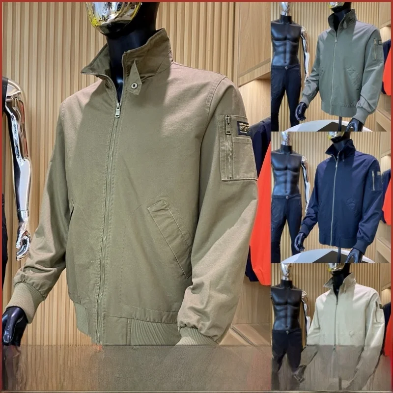 

American Retro Flight Jaet Men's Pure Color Stand Collar Workwear Military Sle Coat Spring Autumn Youth Faion Stand Fit