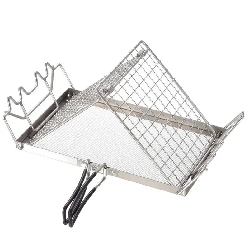 Grill Rack Foldable Yamagata Grill Net Portable Outdoor Camping Accessories For Grilling Bread Meat Sausage Fish Spare Ribs And