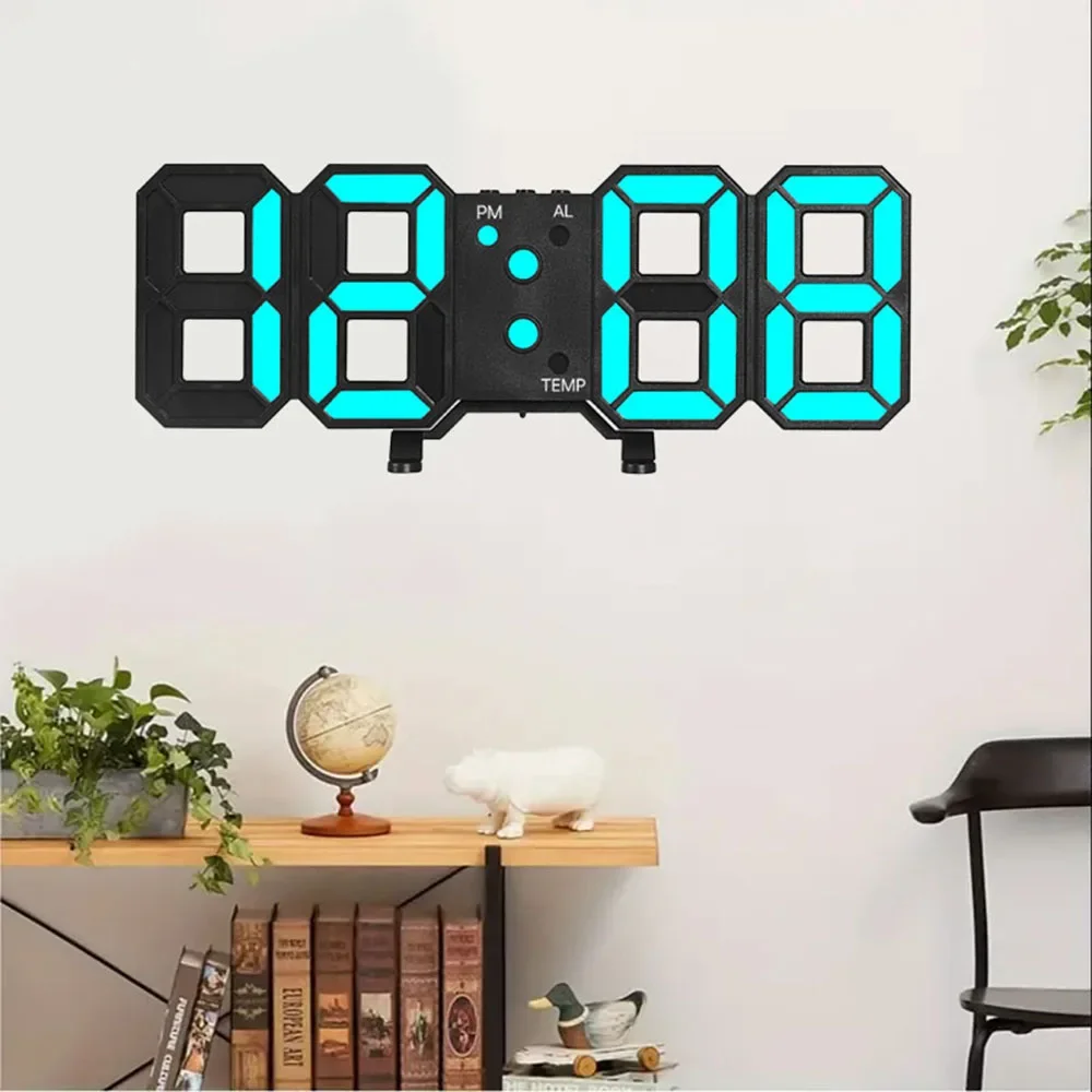 Modern Design 3D Large Wall Clock LED Digital USB Electronic Clocks On The Wall Luminous Alarm Table Clock Desktop Home Decor