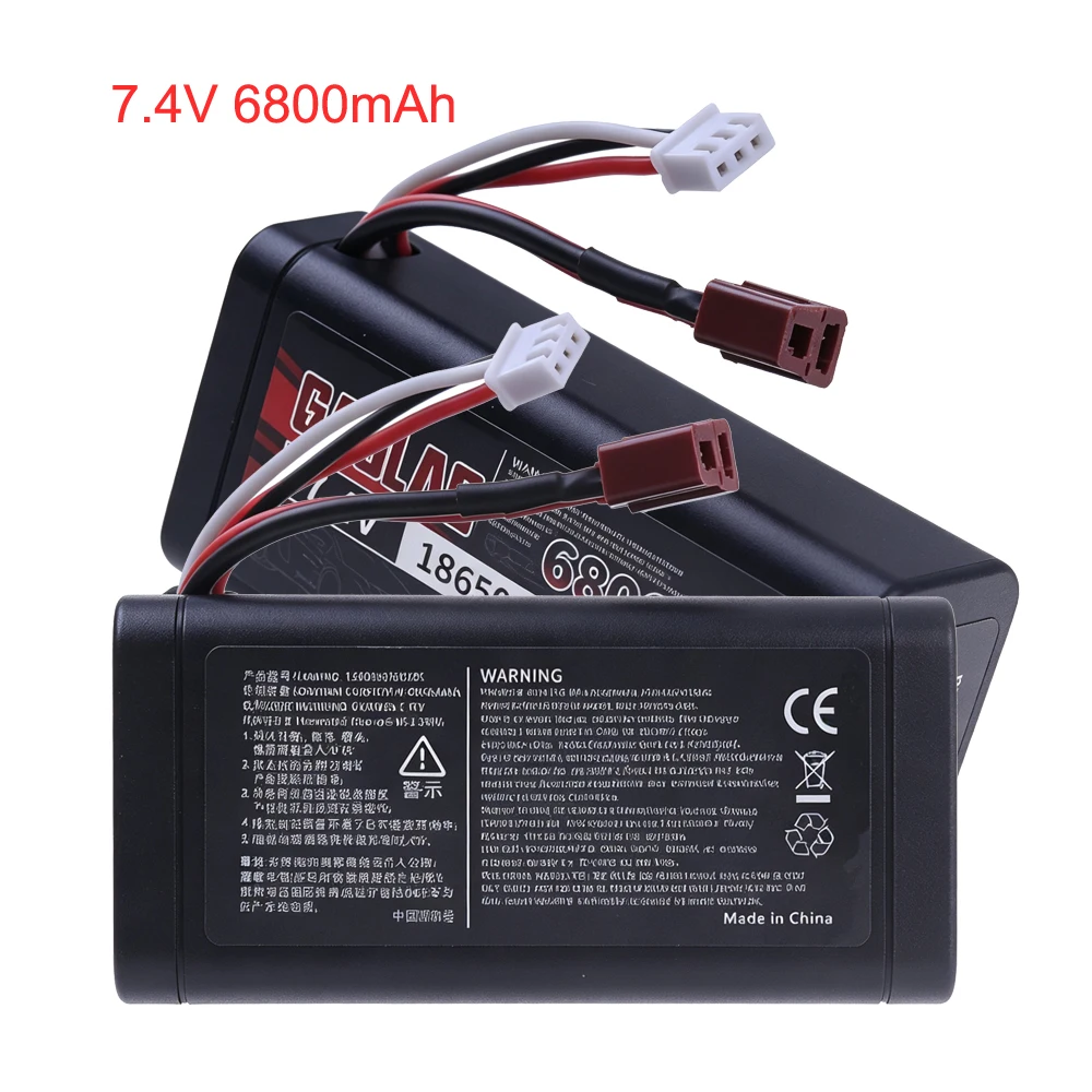 7.4V 6800mAh 18650 lipo battery 20C Li-ion Battery with T Plug for RC Car Model Helicopter Boats High-speed RC Car