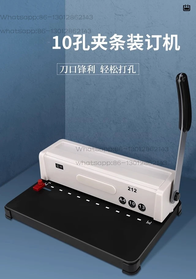 10 Hole Manual Binding Machine Model 213, A3 A4 Paper Punch Binder for Office Tender & Document Binding