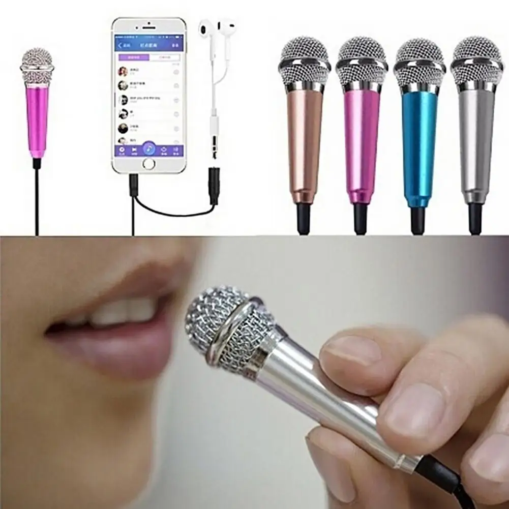 Portable 3.5mm Stereo Studio Mic KTV Karaoke Mini Microphone For Smart Phone Laptop PC Desktop Handheld Audio Microphone