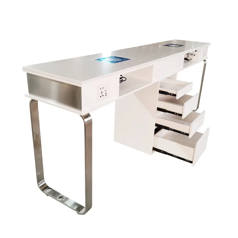 Stainless steel frame double manicure table manicure table with drawers four-layer cabinet  shop table simple t