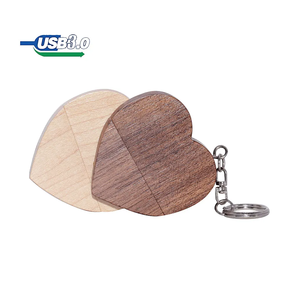 Wedding Love confezione regalo in legno USB 3.0 Flash Drive Pen Drive ad alta velocità Maple Real Capacity Memory Stick 64GB 16GB 32GB