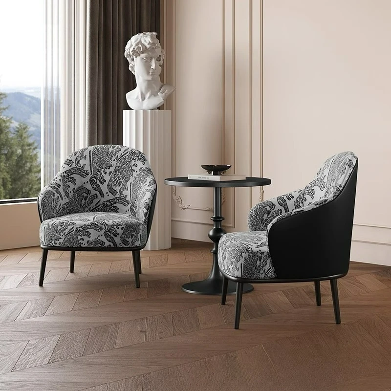 

Customizable medieval light French retro sofa living room single sofa B & B hotel negotiation reception leisure chair designer