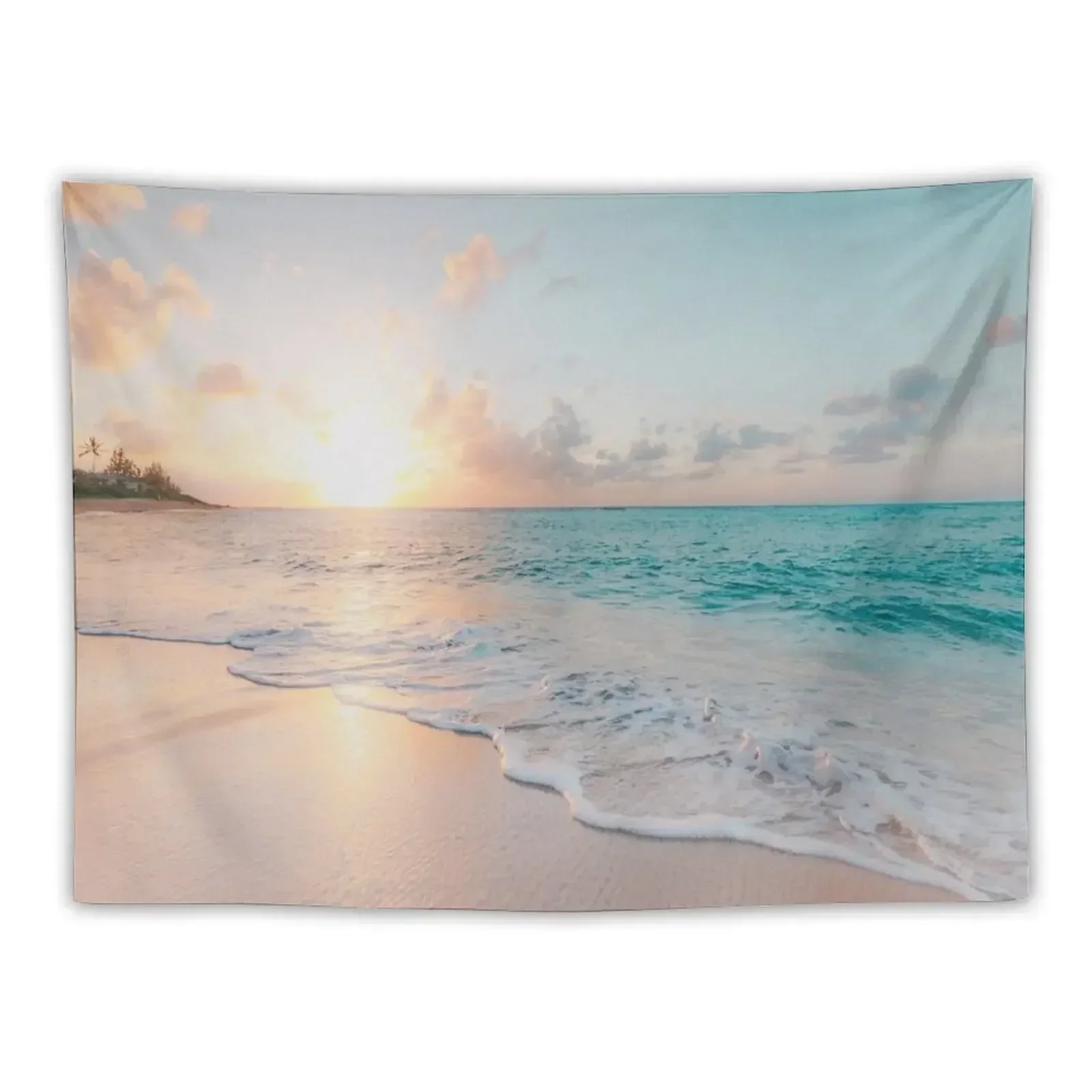 

Ocean Blue Shore Sunset Tapestry Wall Art Korean Room Decor Aesthetic Room Decor Cute Decor Tapestry