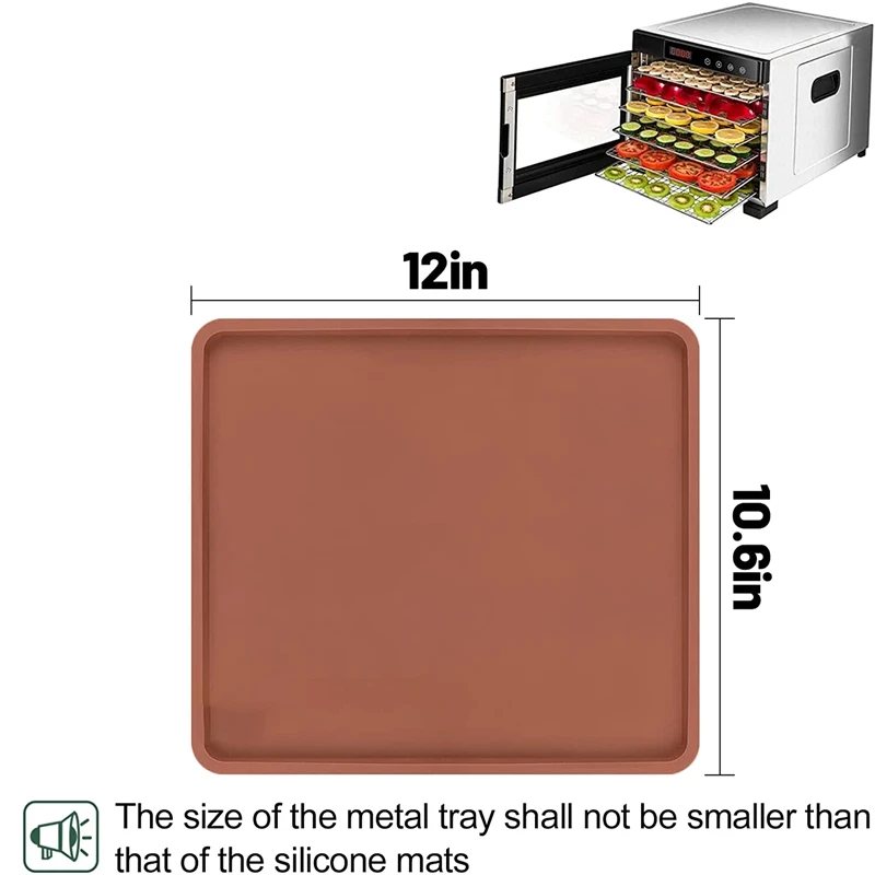 Alfombrillas deshidratadoras de silicona antiadherentes con borde, 4 piezas, Compatible con hojas de silicona, revestimiento de bandeja, Alta Temperatura