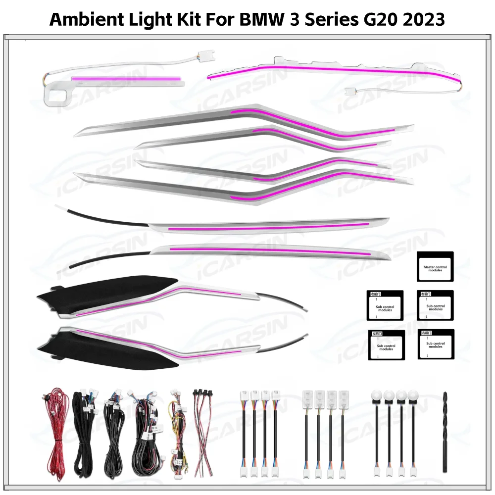 

Touch Screen Control 10 Color Ambient Lighting Upgrade Kit for BMW 3 Series G20 2023 M340i 330i Interior LED Lights