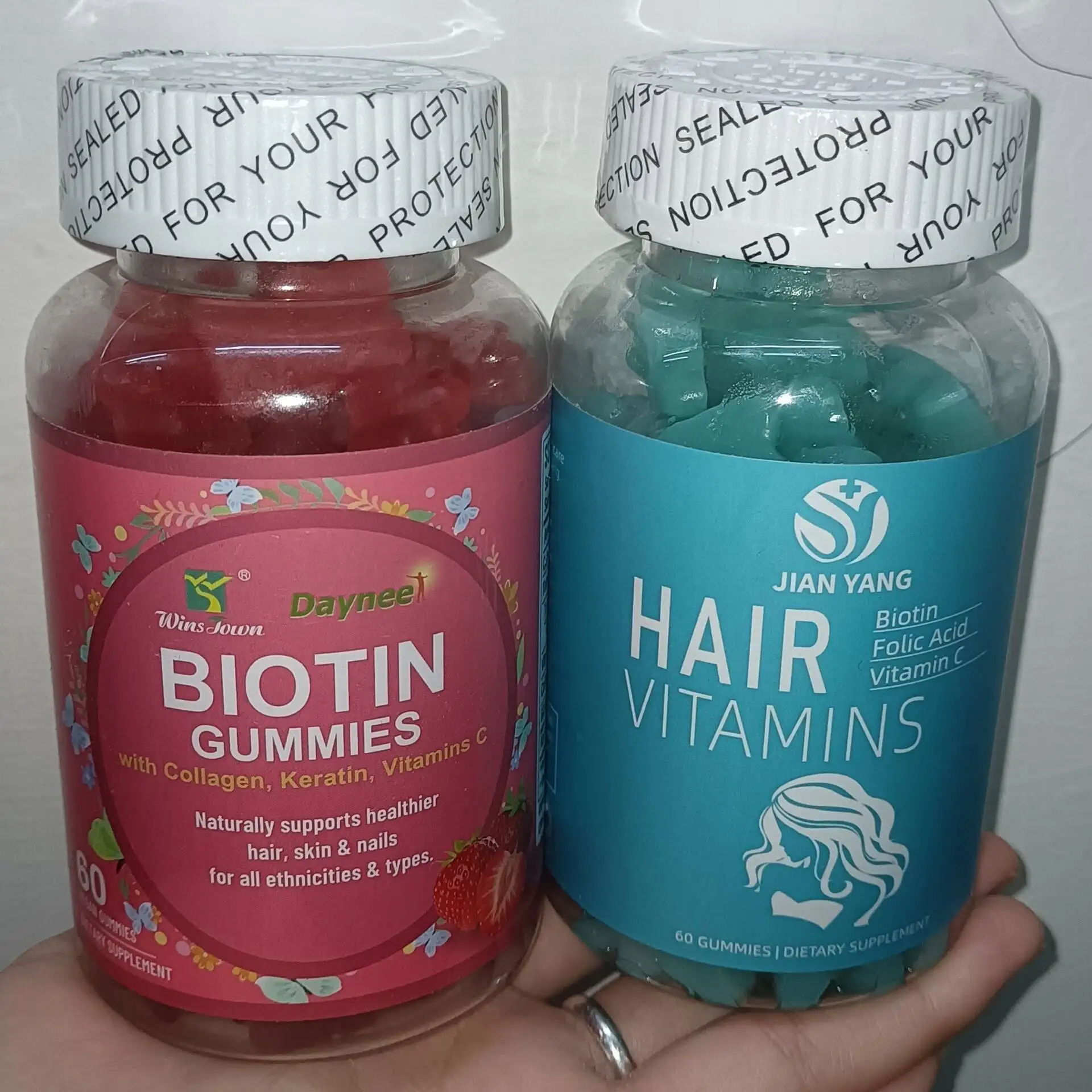 Gomitas de biotina para el cuidado del cabello, biotina para el crecimiento de uñas, promueve la absorción de nutrientes, mejora la salud de la piel, 2 botellas