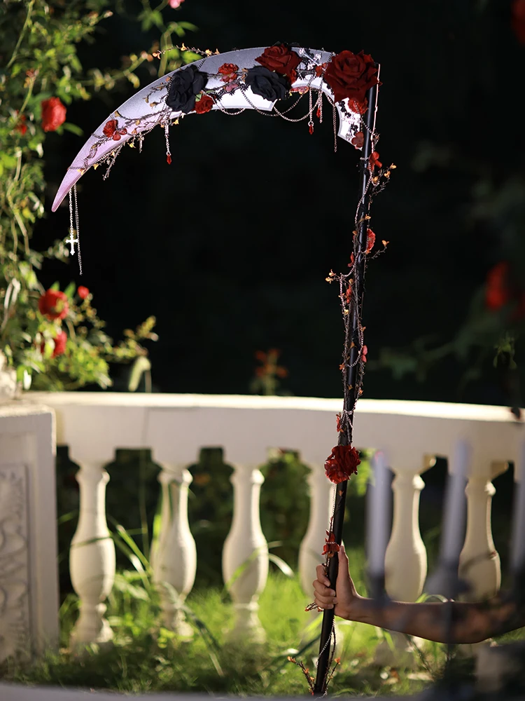 [Death scythe] hexagram original lolita handmade halloween lo goth dark rose scepter props