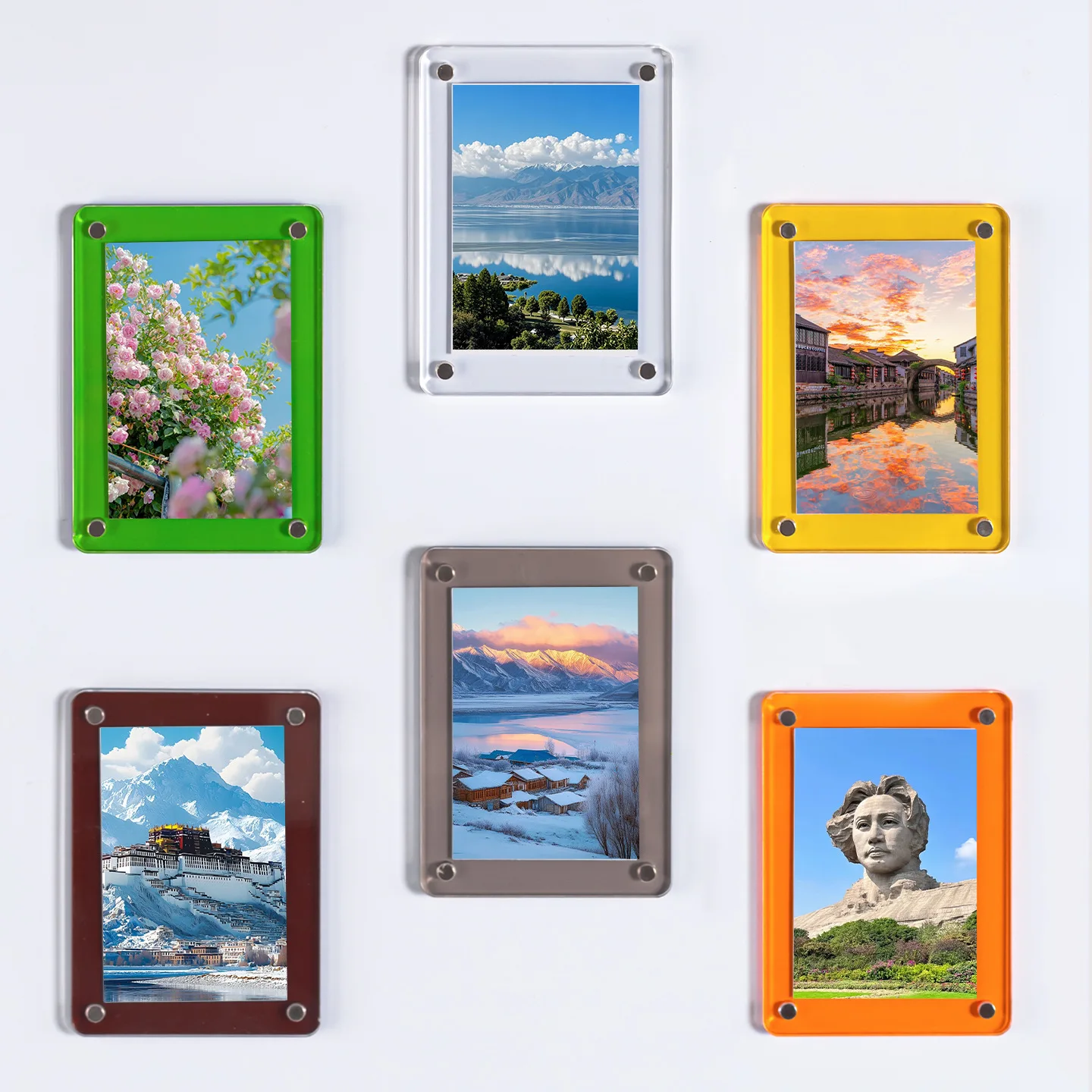 5pcs/lot Acrylic Magnetic Mini Photo Frame Transparent 2/3/4/5/6inch Frame Refrigerator Magnet Crystal Tabletop Picture Holder