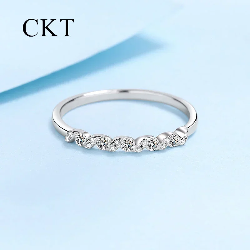 18K White Gold Luxury Platinum Rings for Women 0.19 Carat Moissanite Diamond Small Exquisite Ring Pt950 Wedding Fine Jewelry