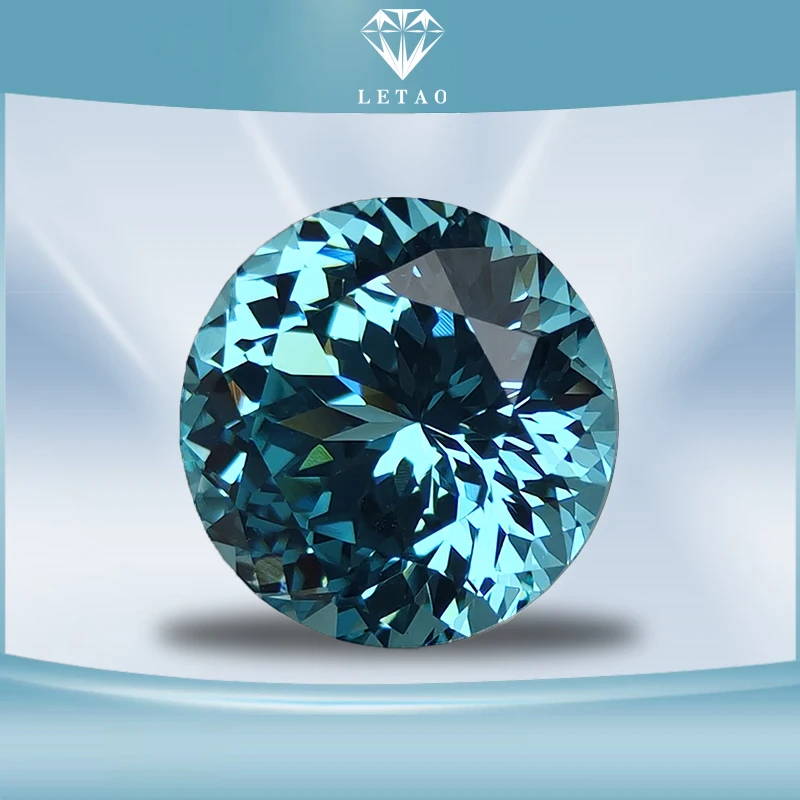 

Lab Grown 100 Faceted Cut Paraiba Round Shape Charms Gemstone Beads for Diy Jewelry Making Materials with AGL Certificate