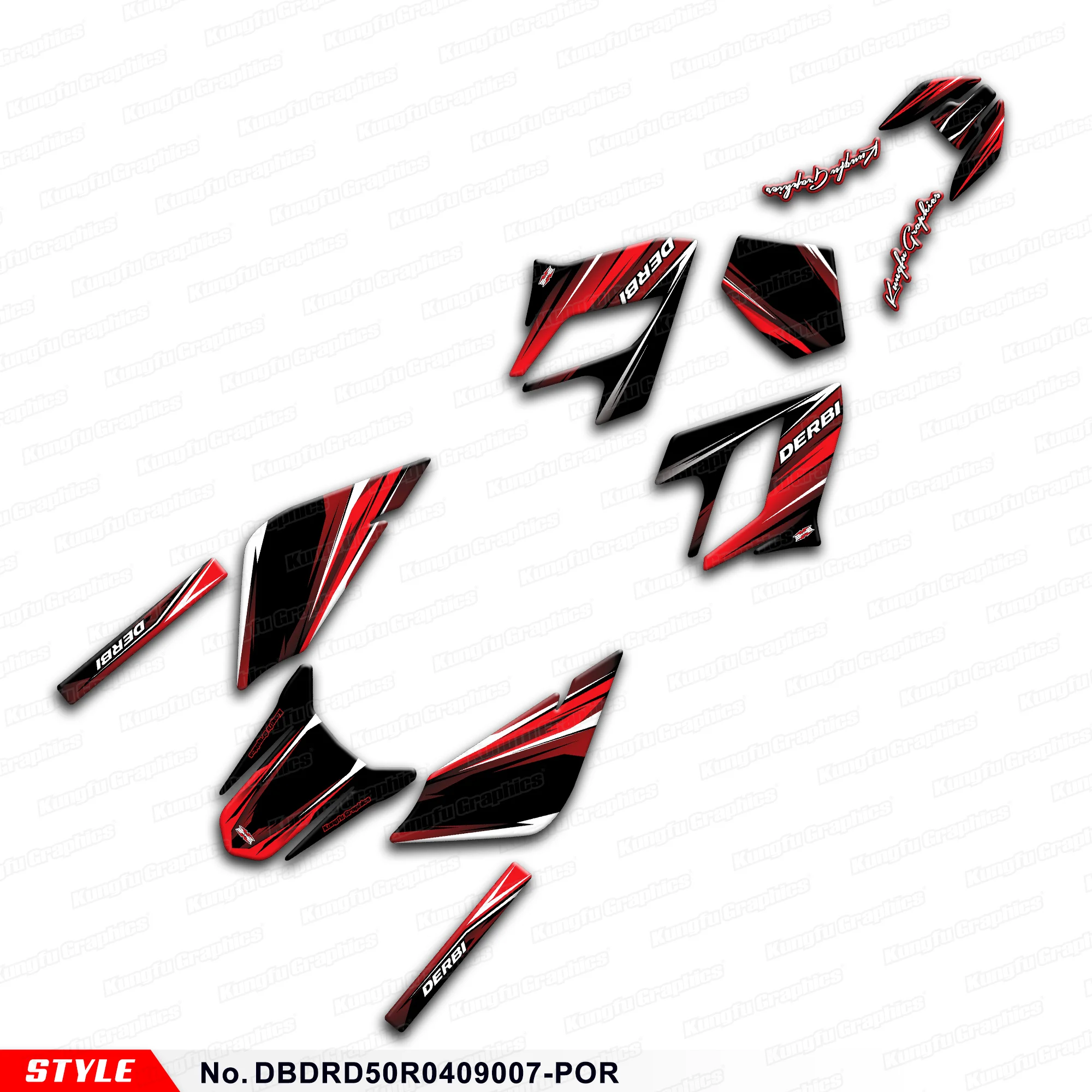 ملصقات ورقة رسومات JY RACING كاملة لـ DERBI DRD 50 Racing 2004 2005 2006 2007 2008 2009، Shield، DBDRD50R0409007-POR