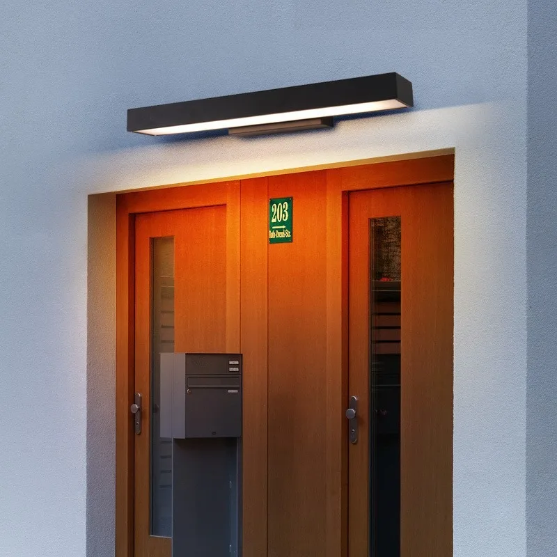 Outdoor wall lamp, black LED waterproof lamp, rectangular garden light, super bright door wall lamp