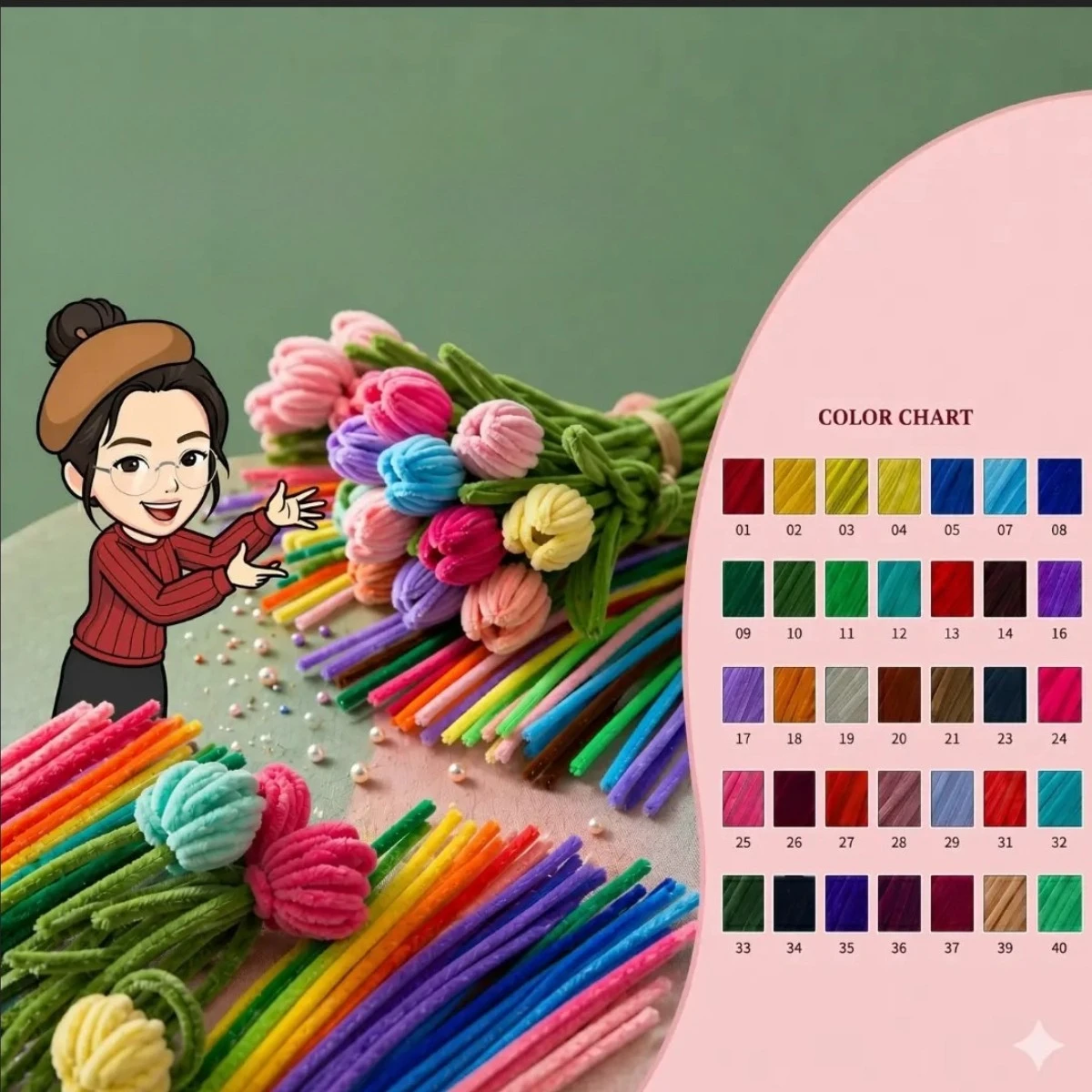 Macaron Color Thick Plush Twist Sticks, Fluffy Fuzzy Pipe Cleaners, DIY Mixed Color Craft Supplies Set for Handmade Art Projects