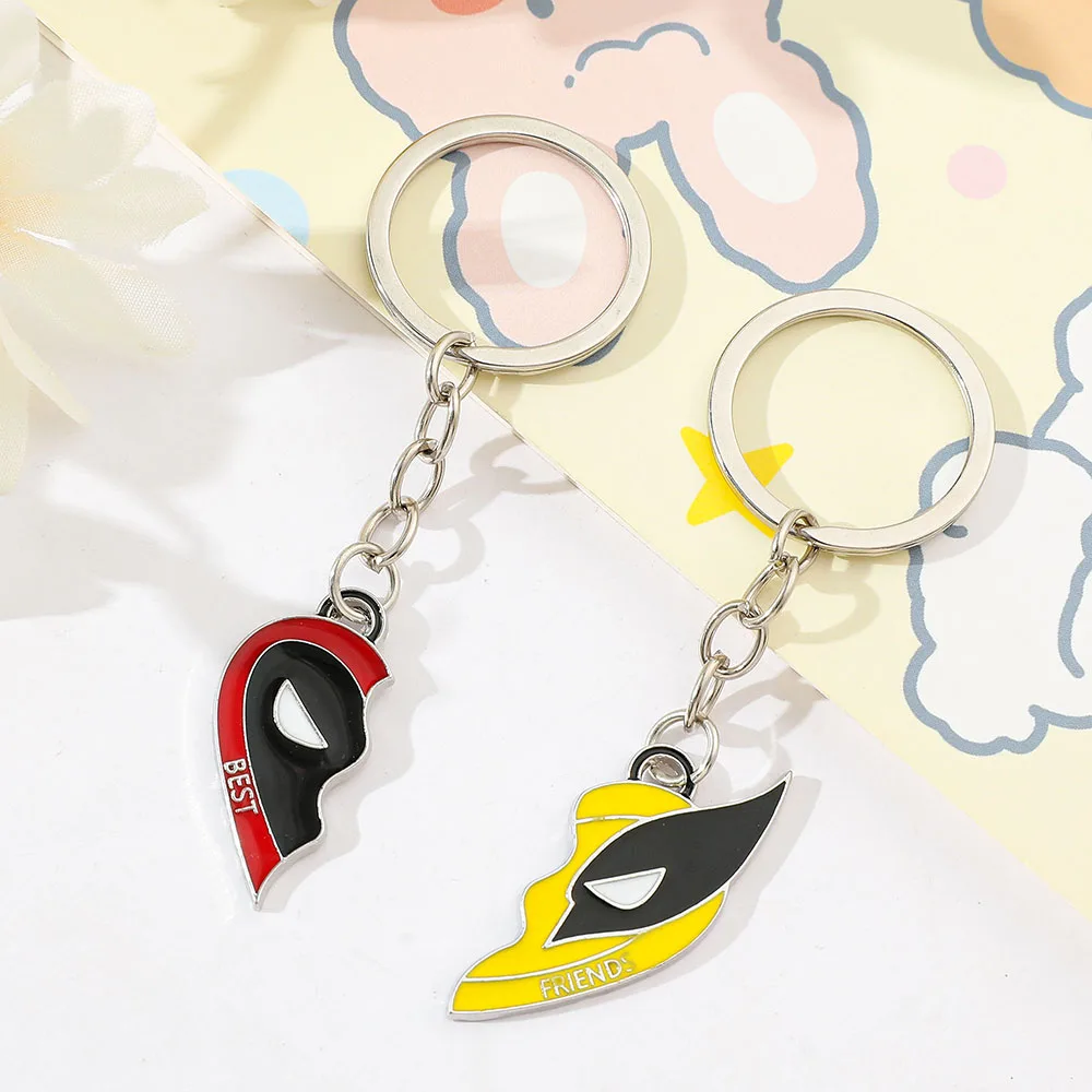 Marvel Movie Keychain Set para Melhores Amigos, Deadpool e Wolverine Colar, Split Heart Matching Pingente, Fãs Acessórios Presente, 2pcs