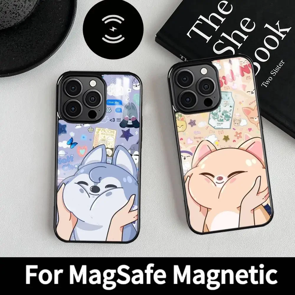 حافظة هاتف كارتونية لطيفة K_K-KidsS MagSafe مغناطيسية لهاتف آيفون 16 15 14 13 12 11 Pro Plus Max شاحن لاسلكي صغير Funda #1