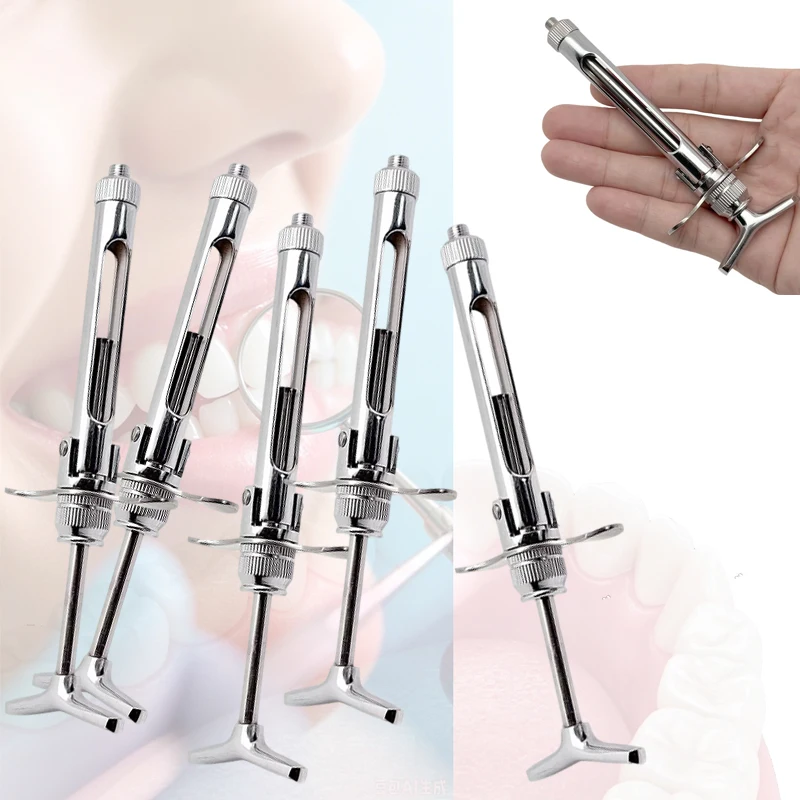 5pcs Stainless Steel Press Type Syringe 2.2ml Dental Precision Surgical Instrument Tool Set