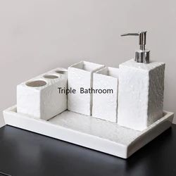 1pc Ceramic Bathroom Toiletries Mouthwash Cup Lotion Bottle Storage Tray Cotton Swab Jar Bathroom Accessories Toothpick Holder