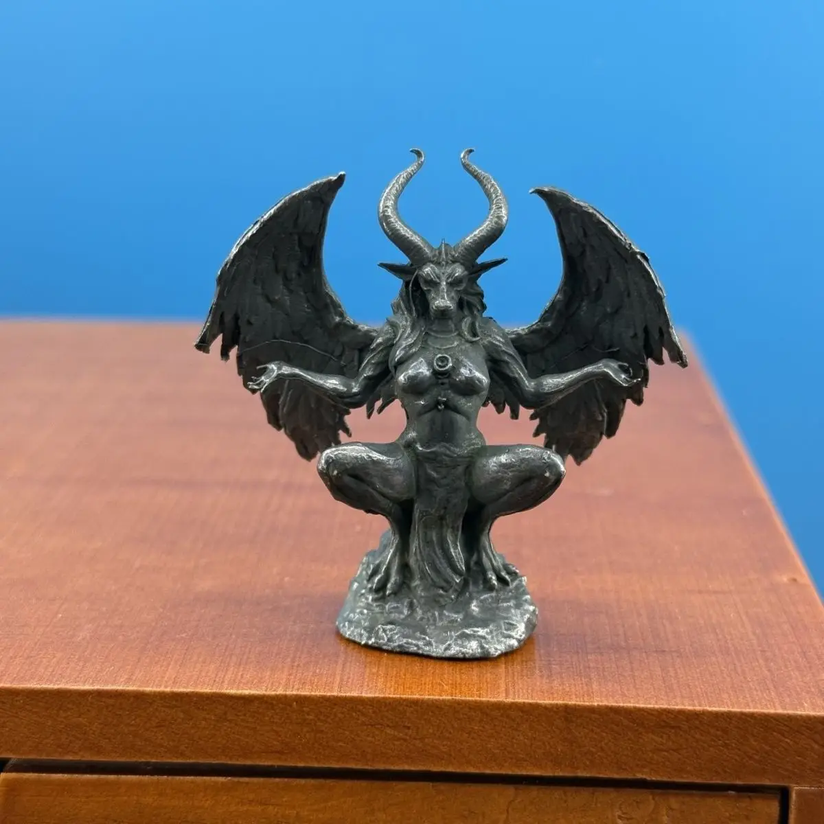 Copper Vintage Sheep-head Death God Figurine Egypt Dark Lord of Satan Skull Skeleton Figure Model Decoration Crafts