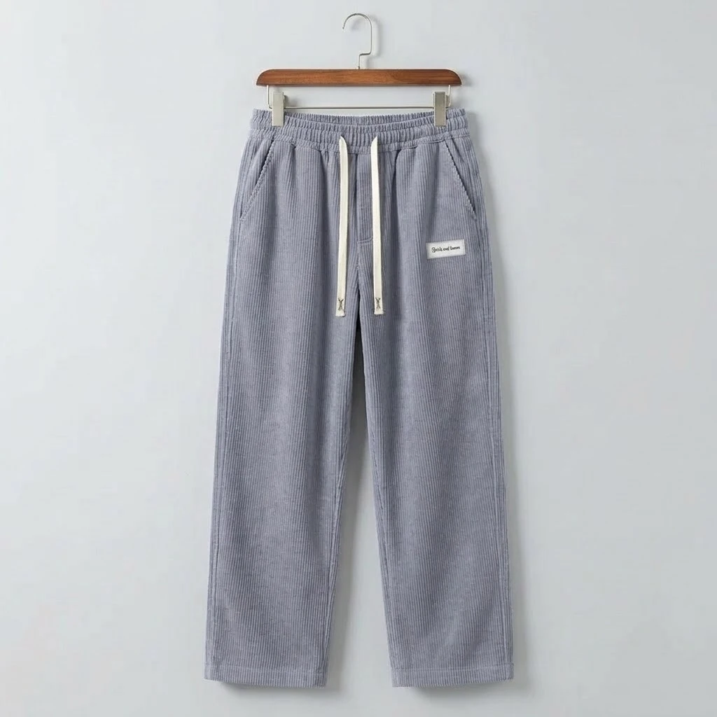 Mens Corduroy Trousers Casual Elastic Waist Straight Pants Vintage Autumn Warm Baggy Sweatpants Cargo Pants for Men Sport Pants