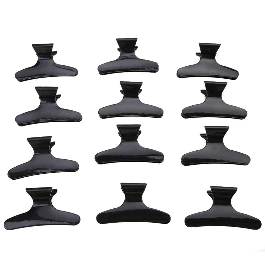 

12pcs Hairdressing Clip Professional Butterfly Shaped Hair Styling Section Clamp Black Hair Accessories Salon Tools