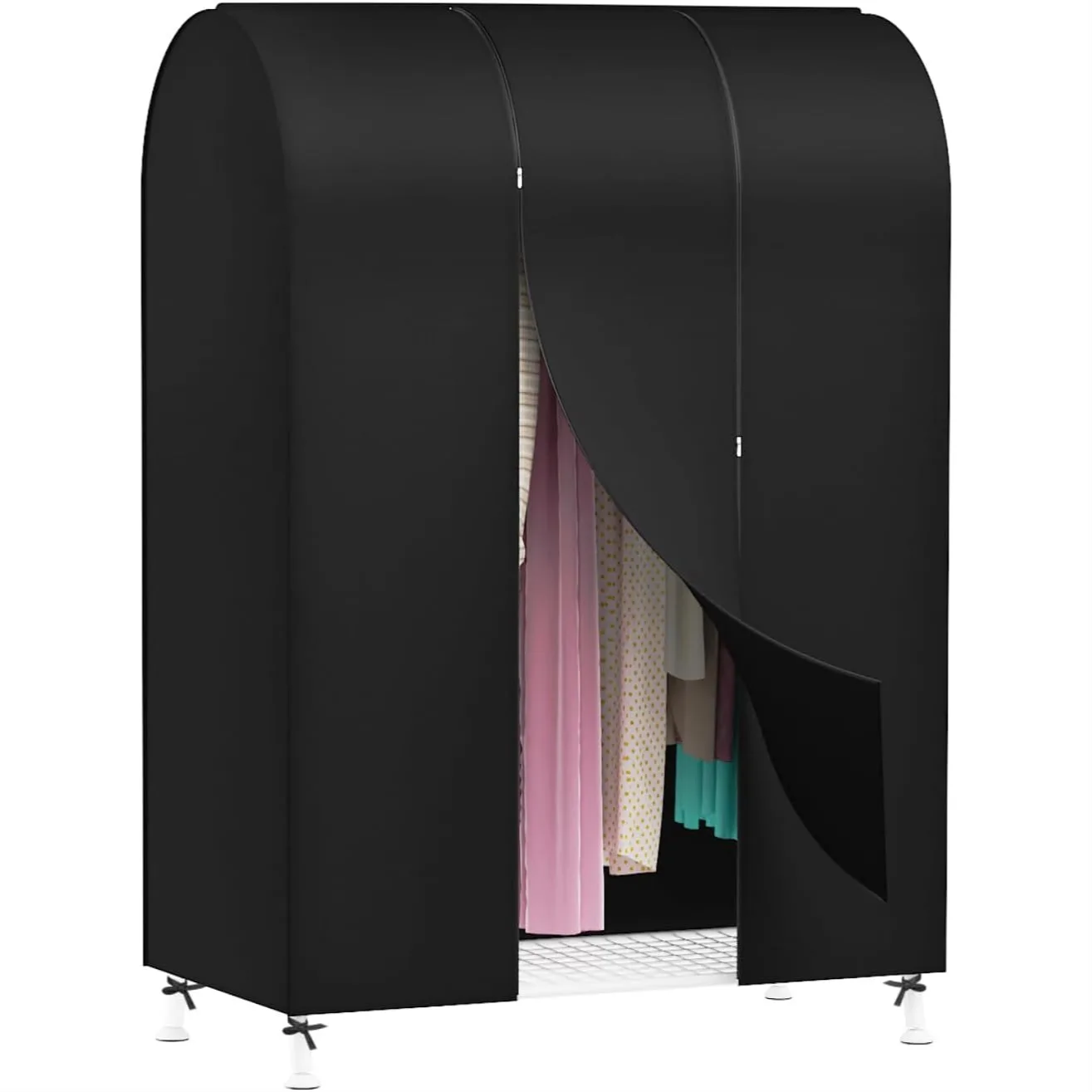Garment Rack Cover with 2 Full-Length Zippers, Breathable Non-Woven Fabric Protector for Clothes, Fits Most Racks, 43 Inch