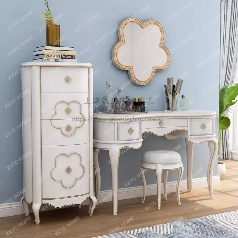 XX solid wood carving flower pink dressing table makeup table  retro combination makeup mirror