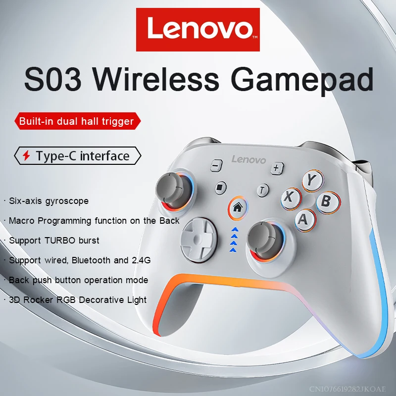 Lenovo New S03 Wireless Bluetooth Gamepad For Nintendo Switch TV PC Joystick Controller Six Axis Gyroscope Dual Vibration 800mAh