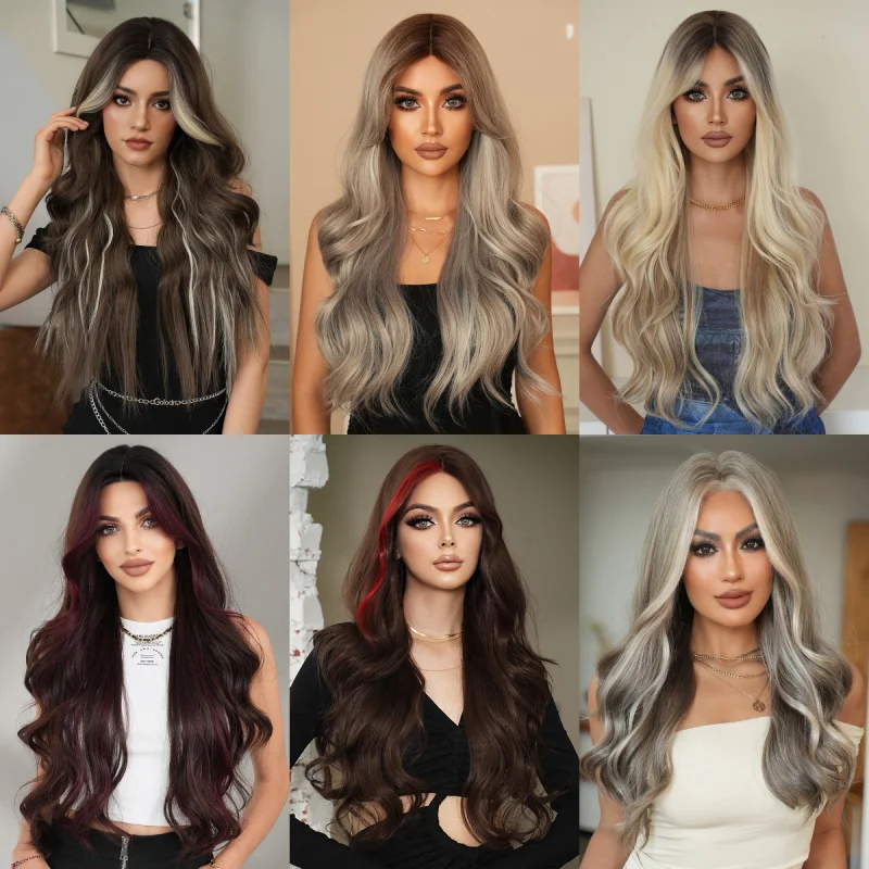 

High-quality small lace for women, full head with hand-crafted front part, natural long curly hair, large wavy wig
