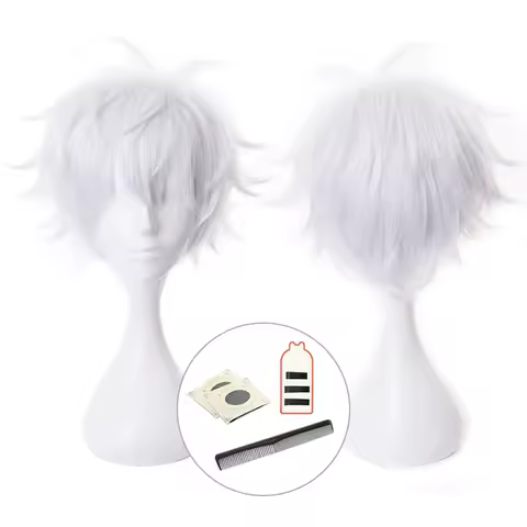 HOLOUN Jujutsu JJK Anime Satoru Gojo Cosplay Wig Rose Net Synthetic Fiber Adjustable Size Halloween Christmas Party