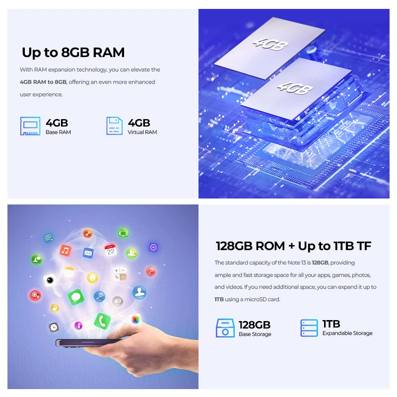 هاتف محمول HOTWAV Note 13 بشاشة 6.6 بوصة HD + 90 هرتز وشاشة 4 جيجابايت 128 جيجابايت ثماني النواة هاتف ذكي 50 ميجابكسل 5160 مللي أمبير في الساعة أندرويد 13 هاتف محمول #4